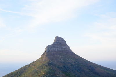 Low angle view of mountain against cloudy sky