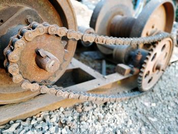 Close-up of rusty machine part