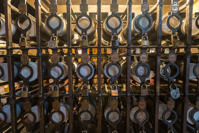 Full frame shot of beer bottles