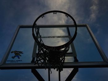 Low angle view of basketball hoop against sky