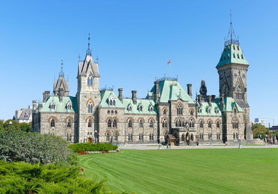 Traditional building against clear blue sky