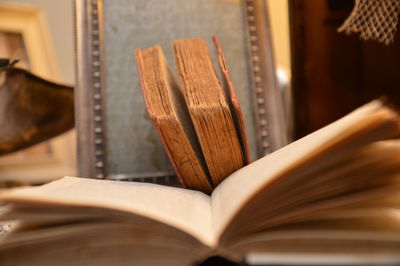 Close-up of book on table