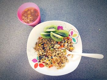 Directly above shot of food served in plate