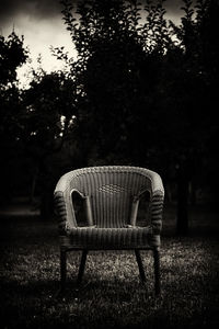 Empty chair in back yard