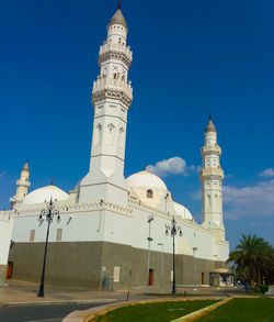 Low angle view of building against blue sky