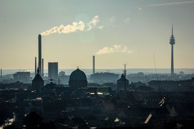 View of city at sunset