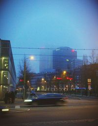 Traffic on city street at night