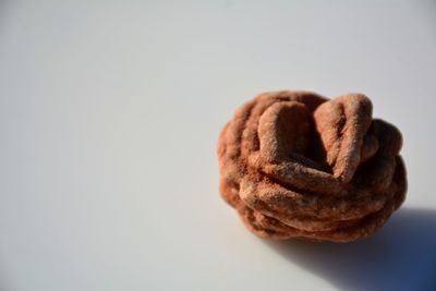 Close-up of dessert against white background