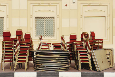 Empty chairs arranged