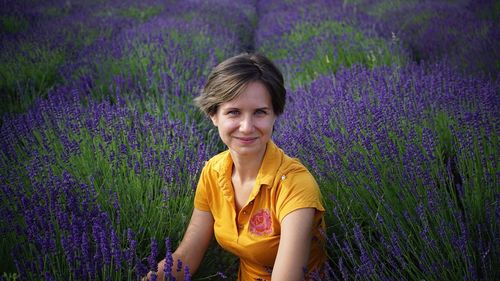 Portrait of woman on lavender field