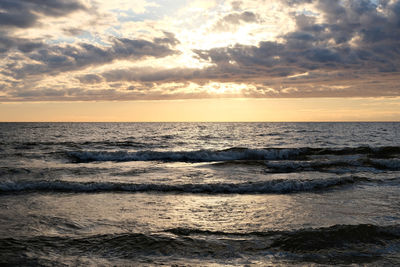 Scenic view of sea against sky during sunset