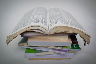 Close-up of books on table