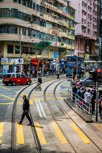 High angle view of city street