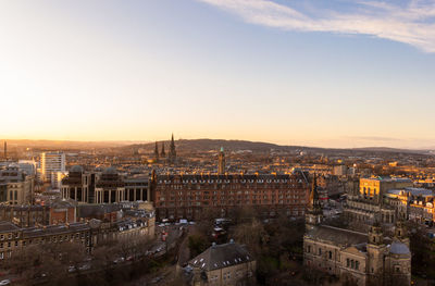 The old town of edinburgh with the beginning time of twilight