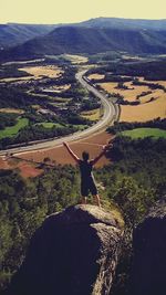 High angle view of road along landscape