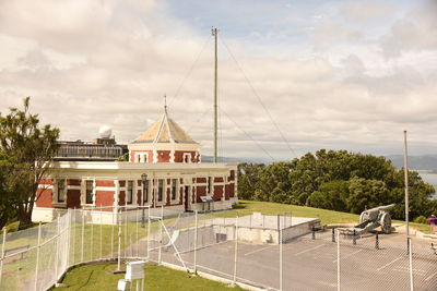 Look out on a hill at wellington with historic german gun captured by nz troops