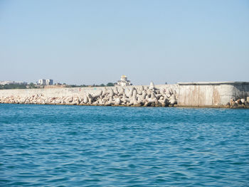 Scenic view of sea against clear sky