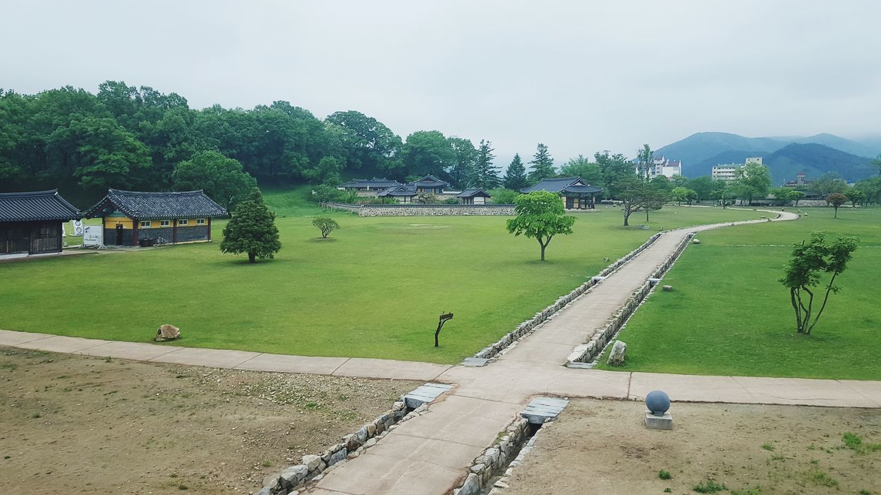 HIGH ANGLE VIEW OF BUILT STRUCTURES ON LANDSCAPE