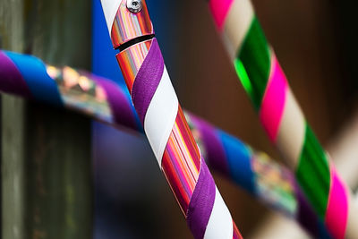 Close-up of multi colored hanging outdoors