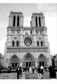 Group of people in front of historic building