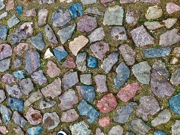 Full frame shot of multi colored cobblestone street