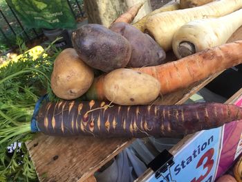 High angle view of pumpkins