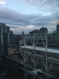 View of buildings against cloudy sky