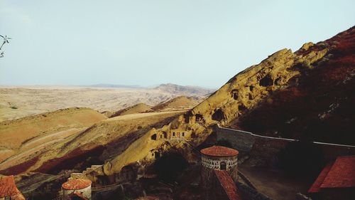 Scenic view of mountains against clear sky