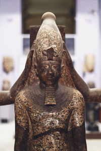 Close-up of pharaoh in museum