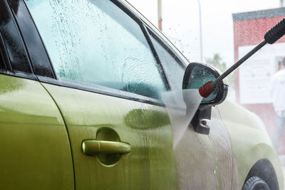 Water splashing on car during wash