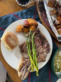 High angle view of meal served in plate