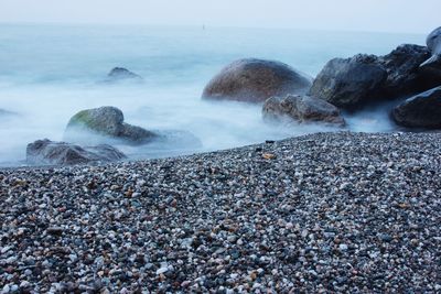 Scenic view of sea against clear sky