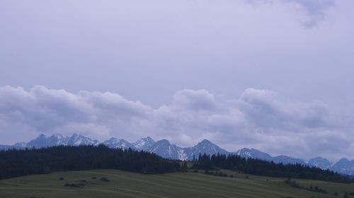 Scenic view of mountains against sky