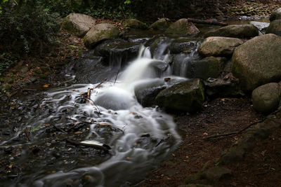 View of waterfall in forest