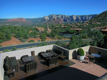 Scenic view of mountains against clear sky