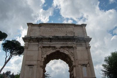 Low angle view of historical building against cloudy sky