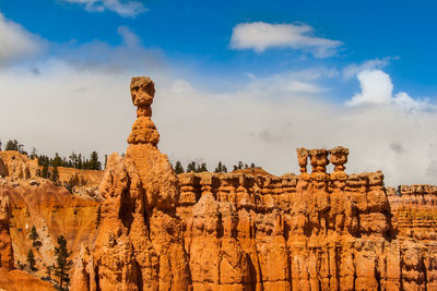 Panoramic view of rock formations against sky