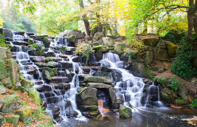 Idyllic view of waterfall in forest