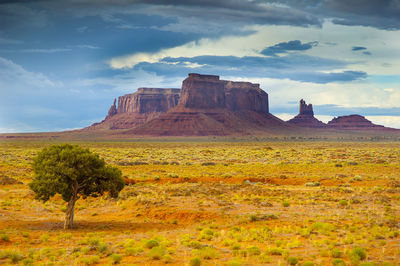 Rock formations on landscape monument valley against sky