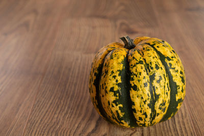 Close-up of pumpkin on table