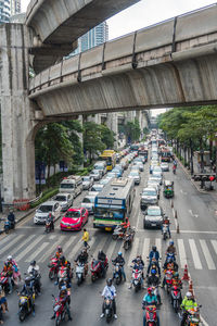 High angle view of traffic on road