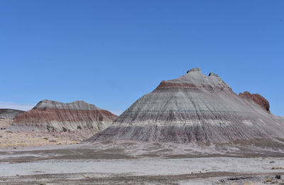 View of unusual geological erosion of mounds found in the painted desert.