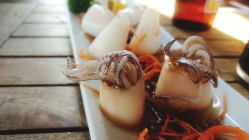 Close-up of drink served on table