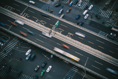 High angle view of traffic on city street