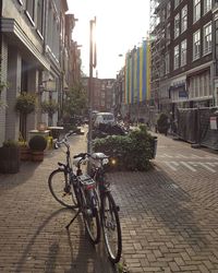 Bicycles parked on footpath