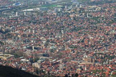 High angle shot of townscape