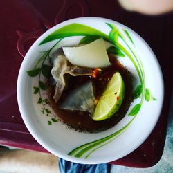 Close-up of served food in plate