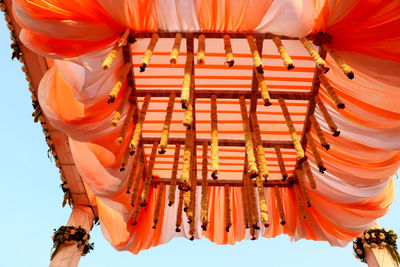 Low angle view of roof against sky