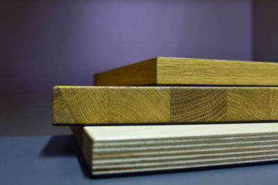 Close-up of stack of books on table