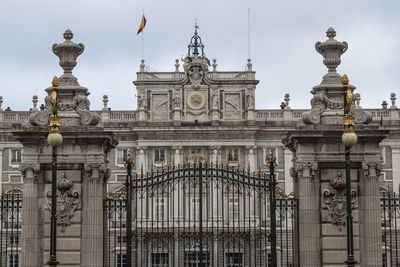 Exterior view of the historical royal palace in the old town of madrid, spain, europe.